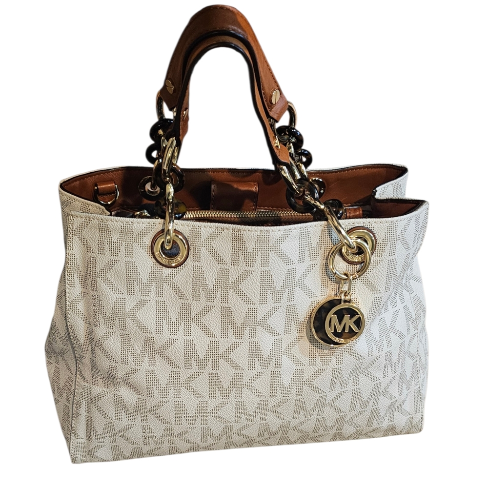 Michael Kors Cream and Brown Logo Tote